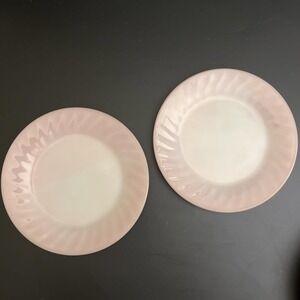 Vintage Fire King Oven Ware Pink Swirl Salad Plate 7 3/4" Set of 2